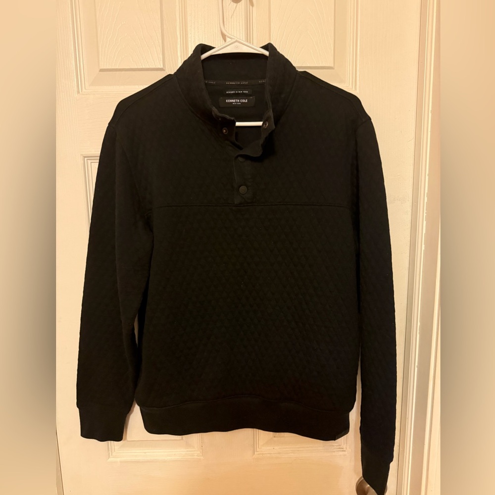 Men’s Kenneth Cole Black Quarter Button-Up Pullover Size Small